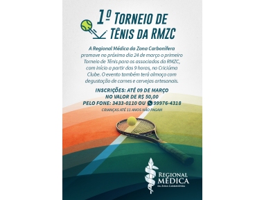 Regional Médica promove 1º Torneio de Tênis